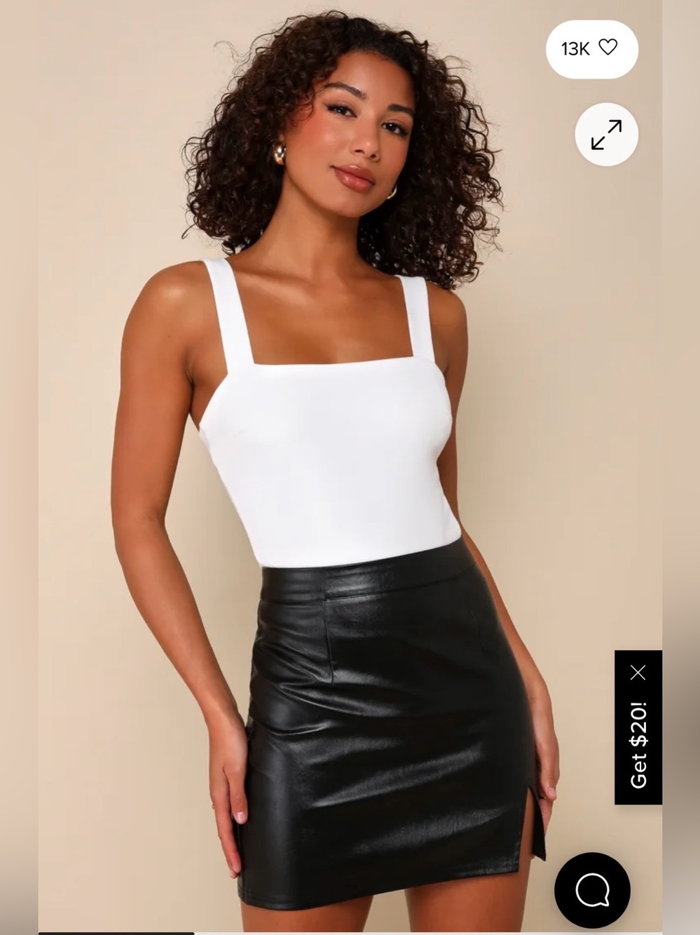 Black vegan leather mini skirt